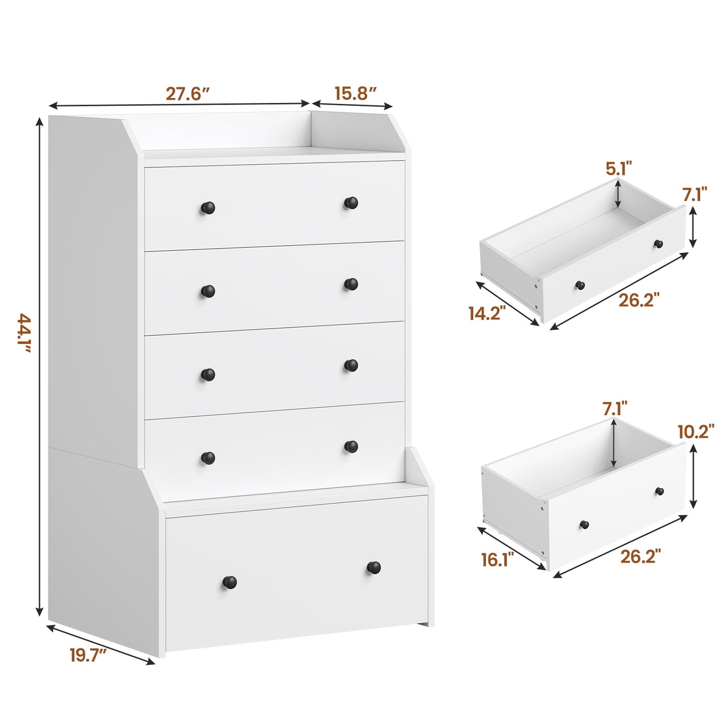 ADORNEVE 5 Drawer Dresser for Bedroom Large Vertical Tall Chest of Drawers for Living Room Hallway Closet