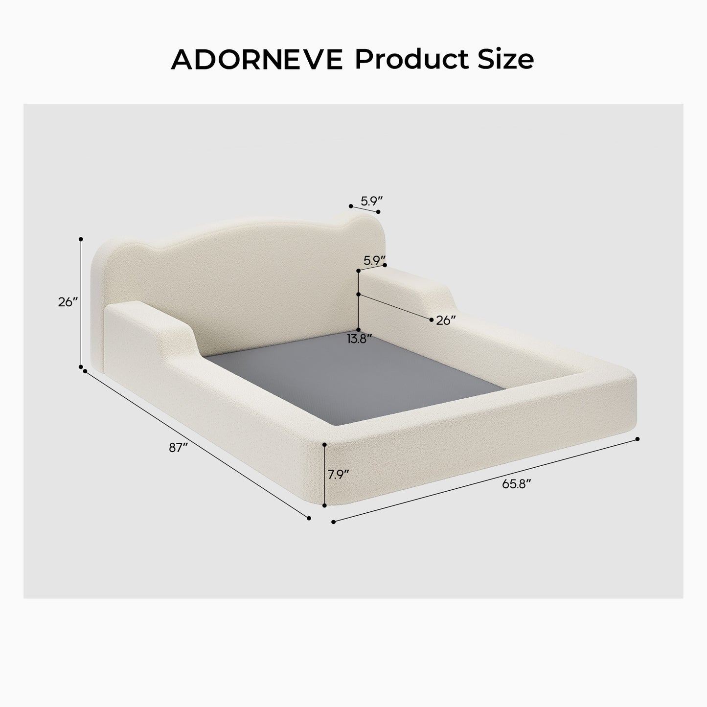 ADORNEVE Full Size Toddler Floor Bed with Safety Guardrails Low Montessori Bed with 6 Inch Foam Cushioned Upholstered