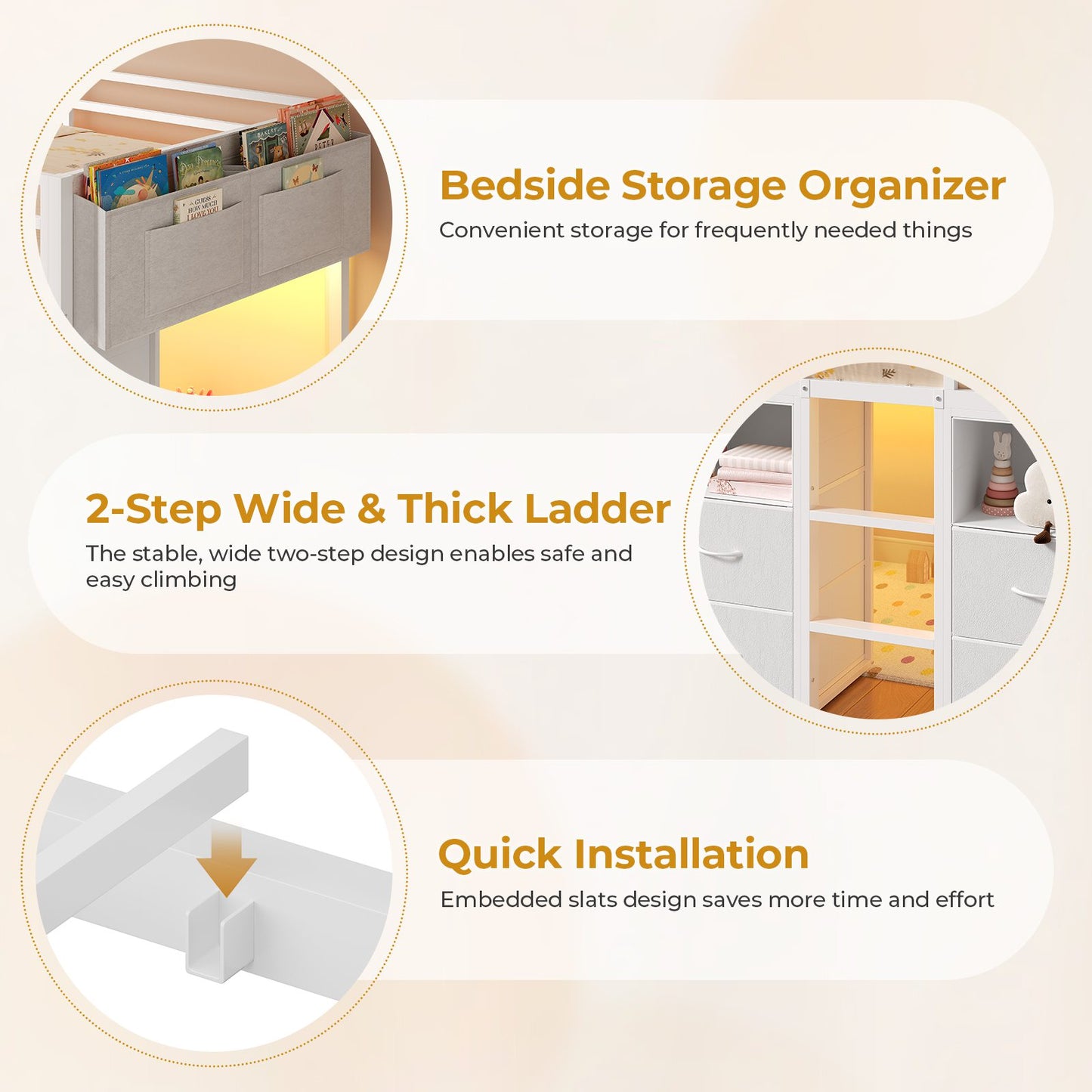 ADORNEVE Loft Bed Twin Size with 8 Storage Drawers and Bookcase Metal Kids Loft Bed with LED Lights and Safety Guardrail