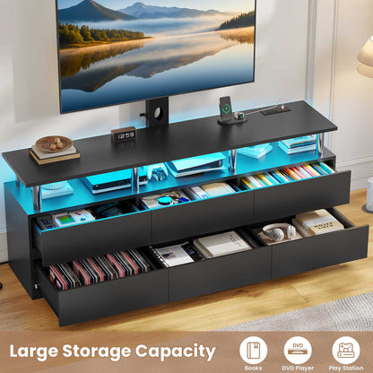 ADORNEVE TV Stand with Power Outlet for 32/45/55/60/65/70 inch TVs LED TV Stand with 6 Drawers for Living Room Bedroom