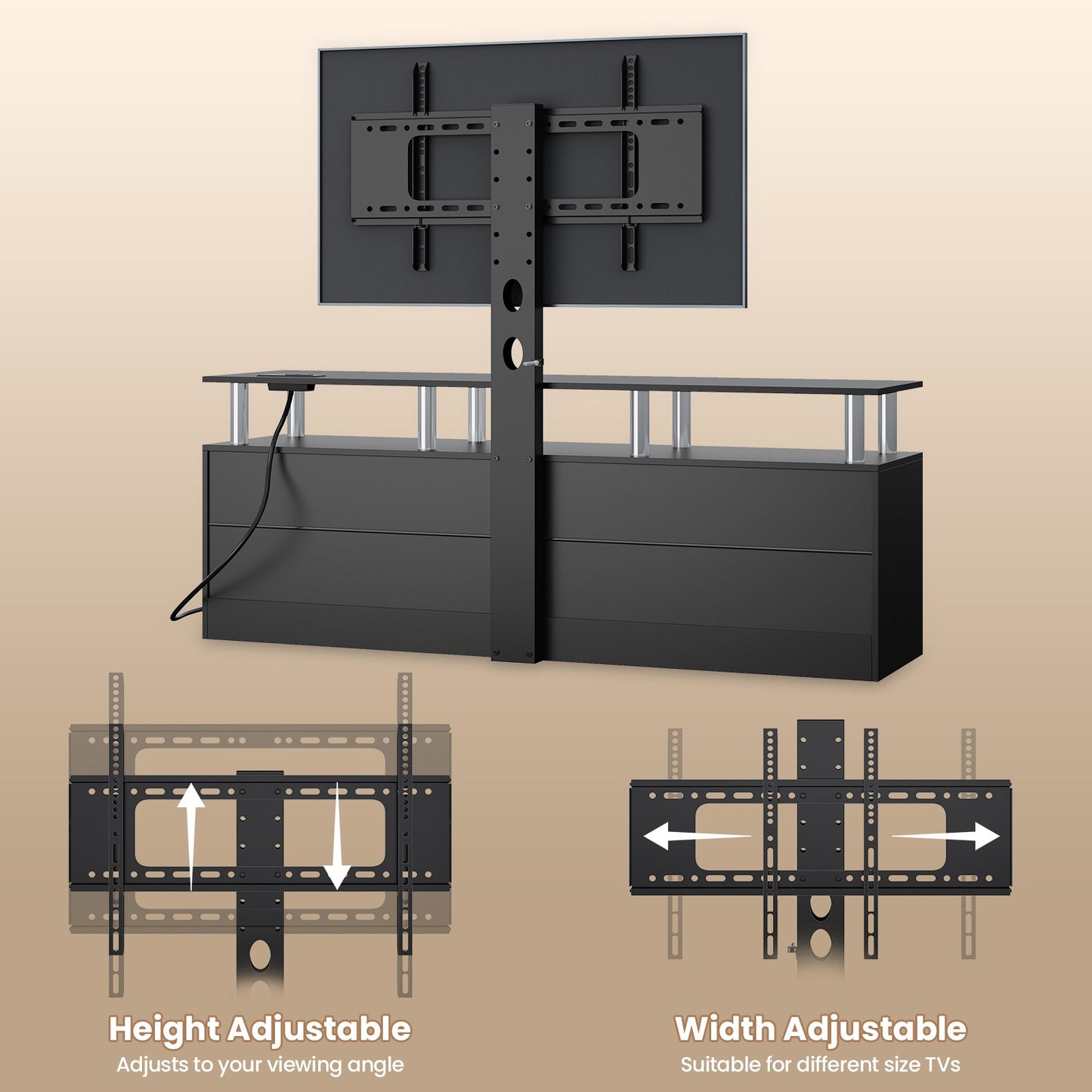 ADORNEVE TV Stand with Power Outlet for 32/45/55/60/65/70 inch TVs LED TV Stand with 6 Drawers for Living Room Bedroom