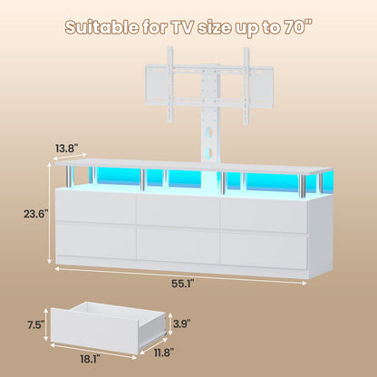 ADORNEVE TV Stand with Power Outlet for 32/45/55/60/65/70 inch TVs LED TV Stand with 6 Drawers for Living Room Bedroom