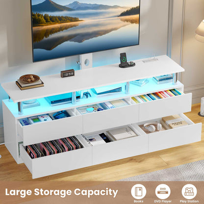 ADORNEVE TV Stand with Power Outlet for 32/45/55/60/65/70 inch TVs LED TV Stand with 6 Drawers for Living Room Bedroom