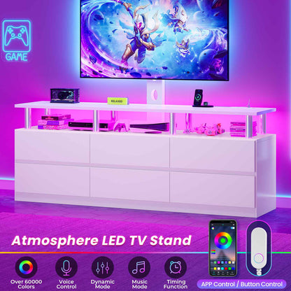 ADORNEVE TV Stand with Power Outlet for 32/45/55/60/65/70 inch TVs LED TV Stand with 6 Drawers for Living Room Bedroom