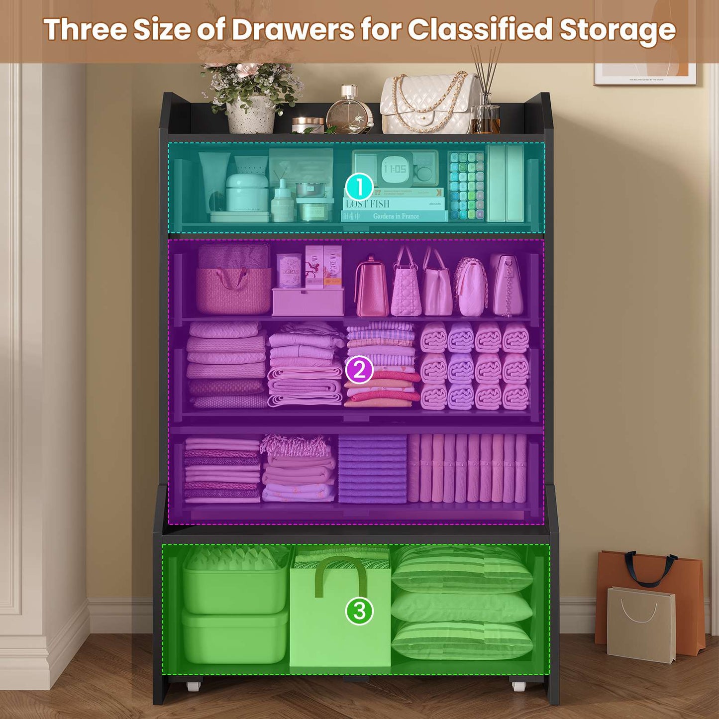 ADORNEVE 5 Drawer Dresser for Bedroom Large Vertical Tall Chest of Drawers for Living Room Hallway Closet