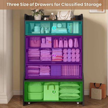 ADORNEVE 5 Drawer Dresser for Bedroom Large Vertical Tall Chest of Drawers for Living Room Hallway Closet