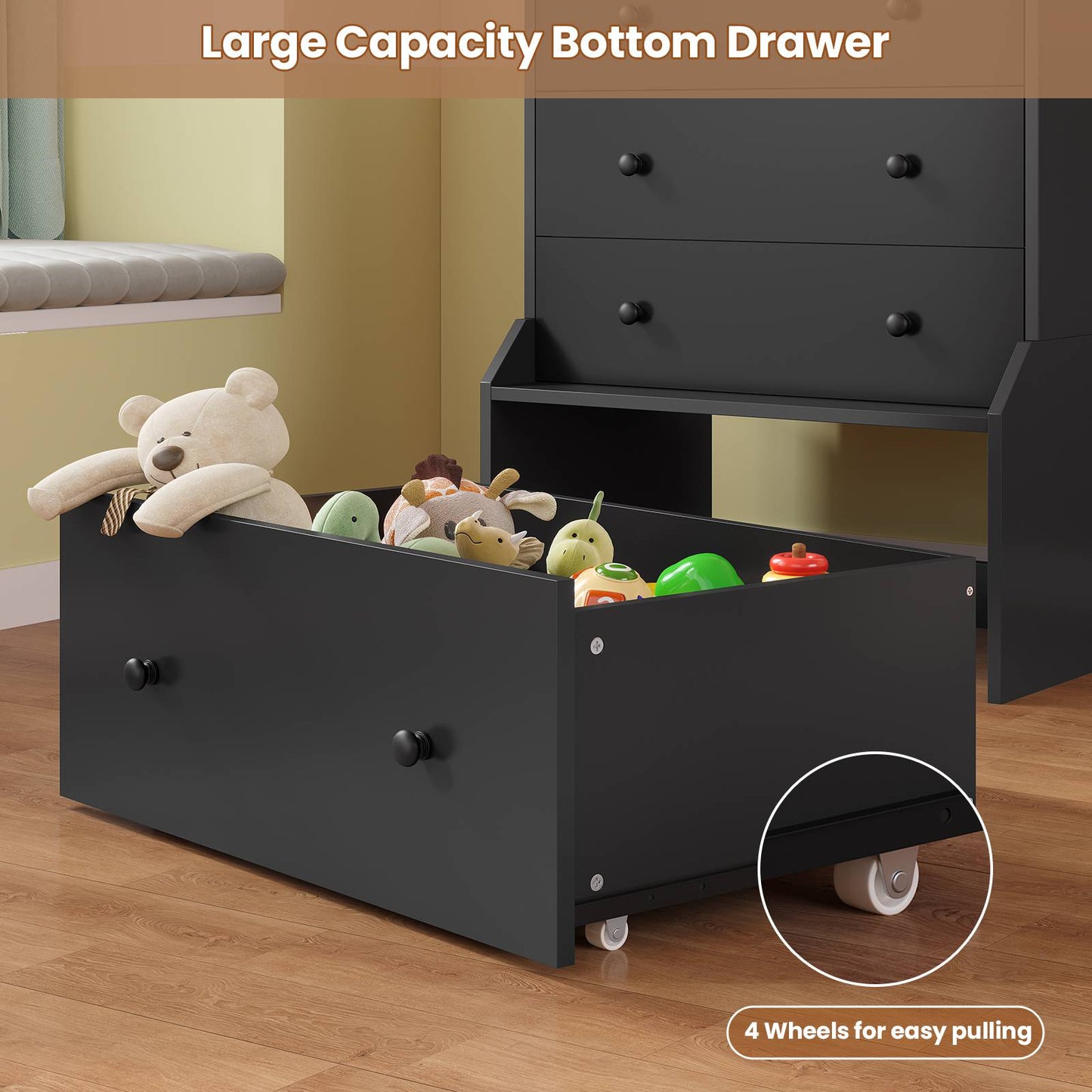ADORNEVE 5 Drawer Dresser for Bedroom Large Vertical Tall Chest of Drawers for Living Room Hallway Closet