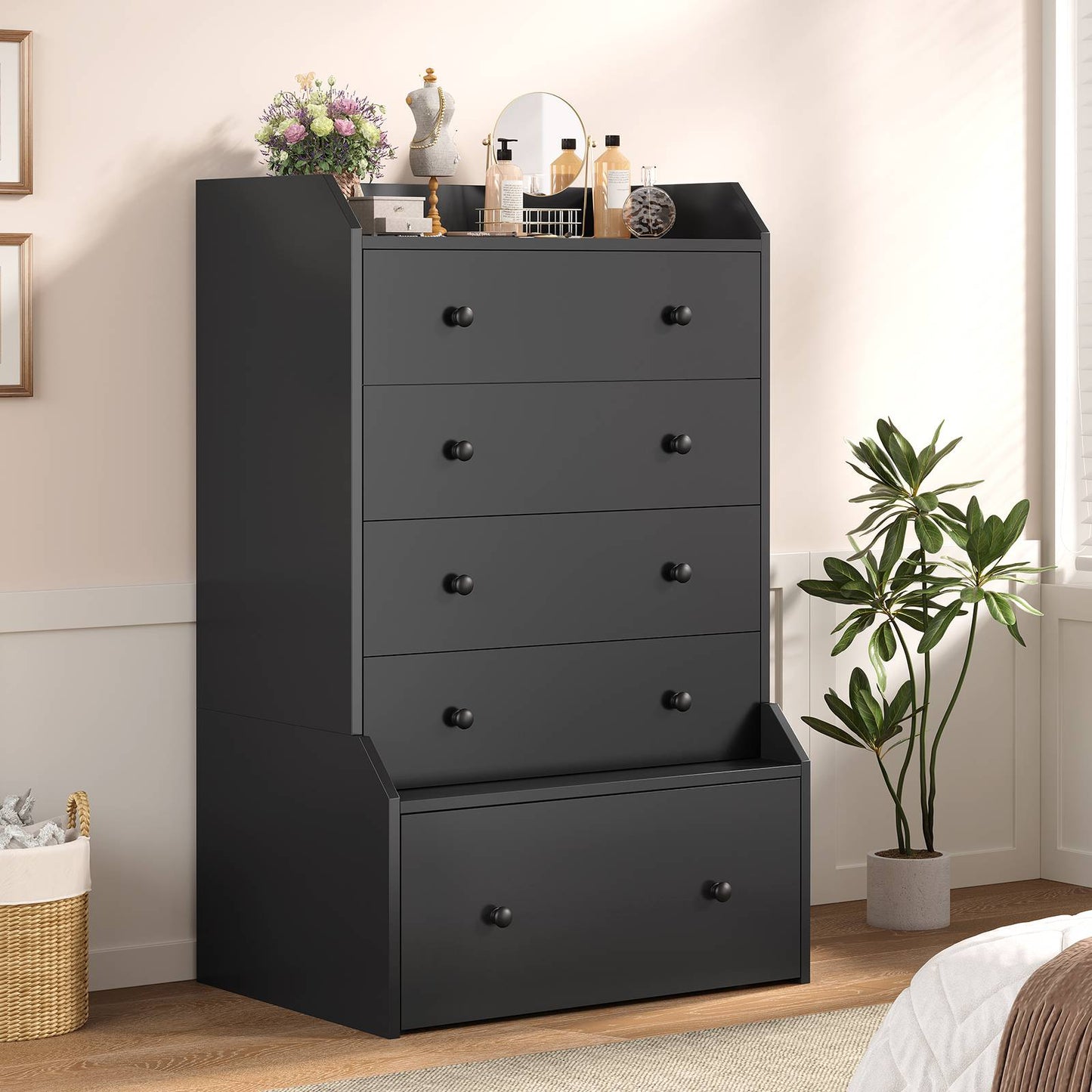 ADORNEVE 5 Drawer Dresser for Bedroom Large Vertical Tall Chest of Drawers for Living Room Hallway Closet