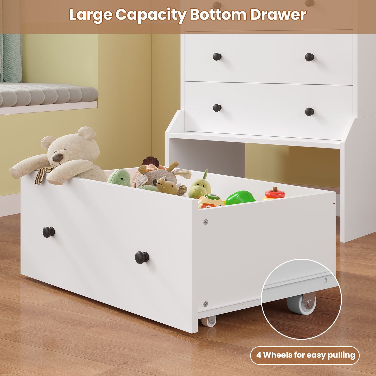 ADORNEVE 5 Drawer Dresser for Bedroom Large Vertical Tall Chest of Drawers for Living Room Hallway Closet