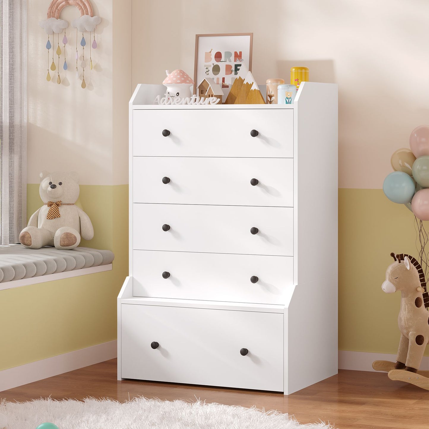 ADORNEVE 5 Drawer Dresser for Bedroom Large Vertical Tall Chest of Drawers for Living Room Hallway Closet