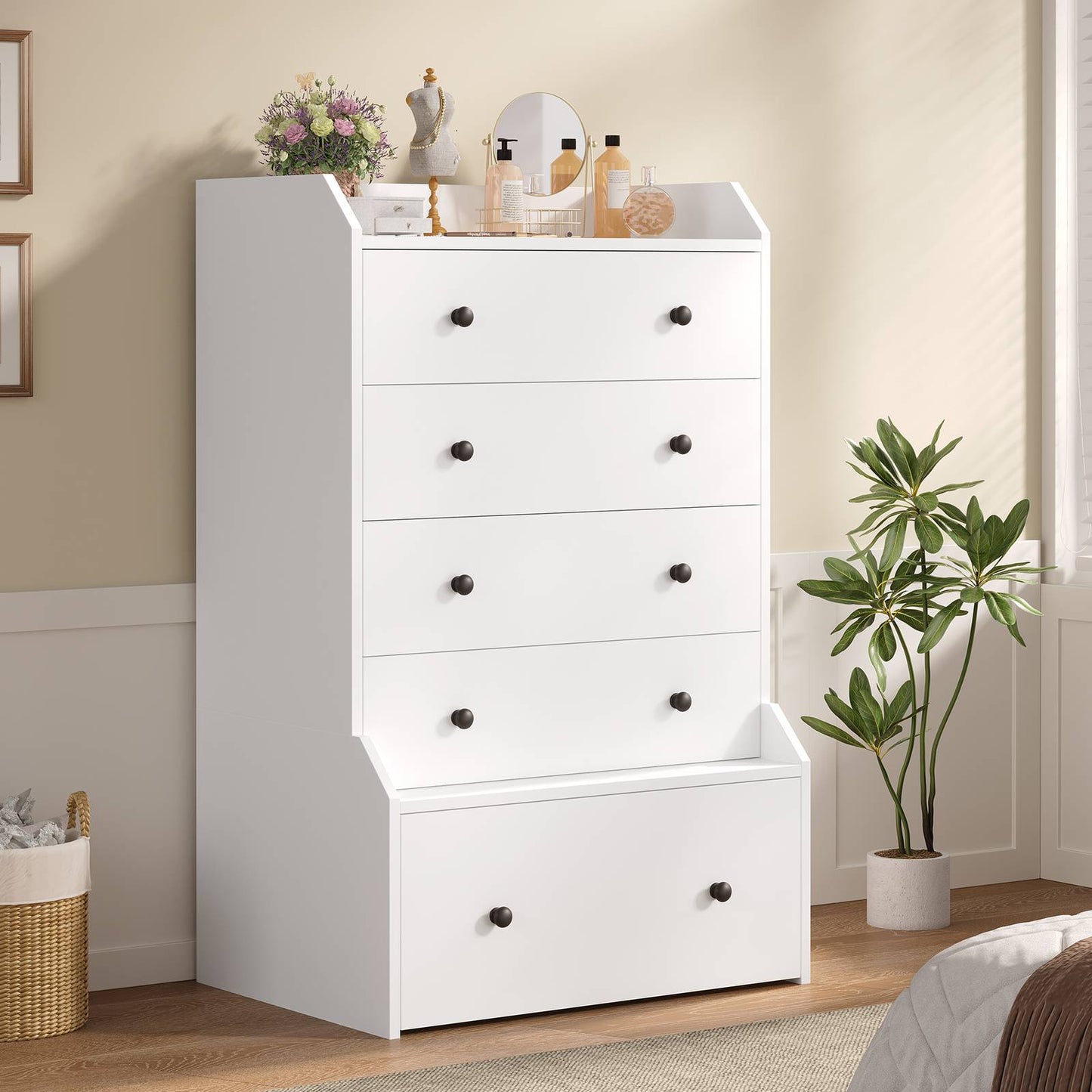 ADORNEVE 5 Drawer Dresser for Bedroom Large Vertical Tall Chest of Drawers for Living Room Hallway Closet
