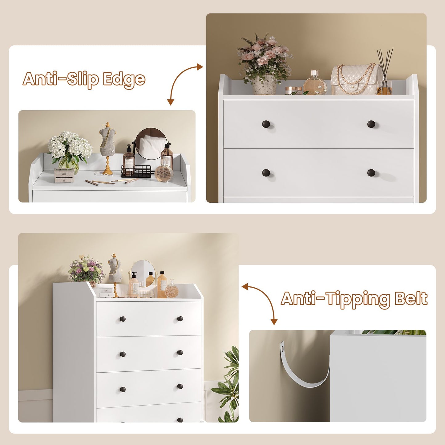 ADORNEVE 5 Drawer Dresser for Bedroom Large Vertical Tall Chest of Drawers for Living Room Hallway Closet