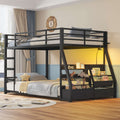 ADORNEVE Bunk Bed Twin Size with Bookshelf and Drawers LED Metal Kids Bunk with Power Outlet and Full-Length Guardrail Slats