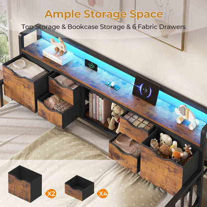ADORNEVE Twin Daybed with Trundle and Storage Headboard for Living Room Bedroom Metal Sofa Bed with Charging Station