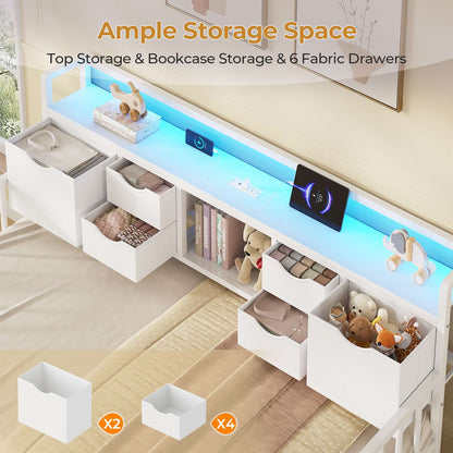 ADORNEVE Twin Daybed with Trundle and Storage Headboard for Living Room Bedroom Metal Sofa Bed with Charging Station