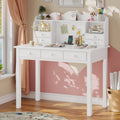 ADORNEVE 36.2 Inch Writing Desk with USB Port and 7 Drawers Hutch Study Table Computer Desk with Storage Shelf and Hutch