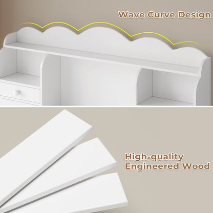 ADORNEVE 36.2 Inch Writing Desk with USB Port and 7 Drawers Hutch Study Table Computer Desk with Storage Shelf and Hutch