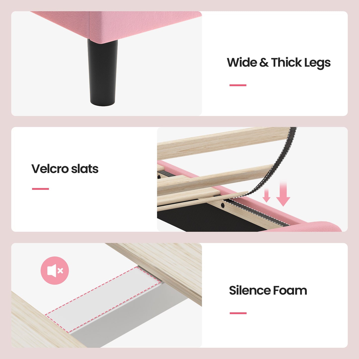 ADORNEVE Bed Frame Twin Size with Charging Station and Hidden Storage LED Girls Velvet Upholstered Platform Bed with Safety Guardrail