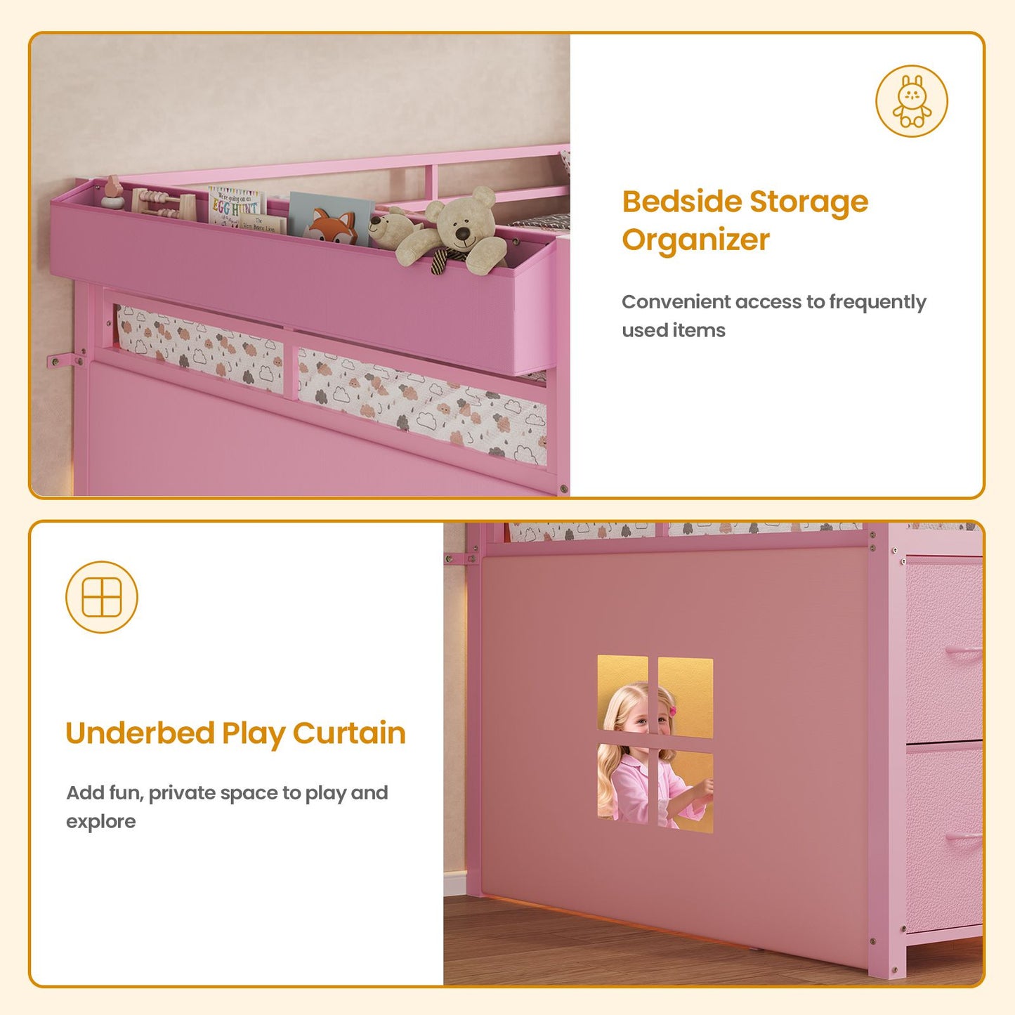 ADORNEVE Loft Bed Twin Size with Stairs and 7 Drawers Bookcase Kids Loft Bed with Under-Bed Play and Space Safety Guardrail Metal LED Loft Bed with Inclined Ladder
