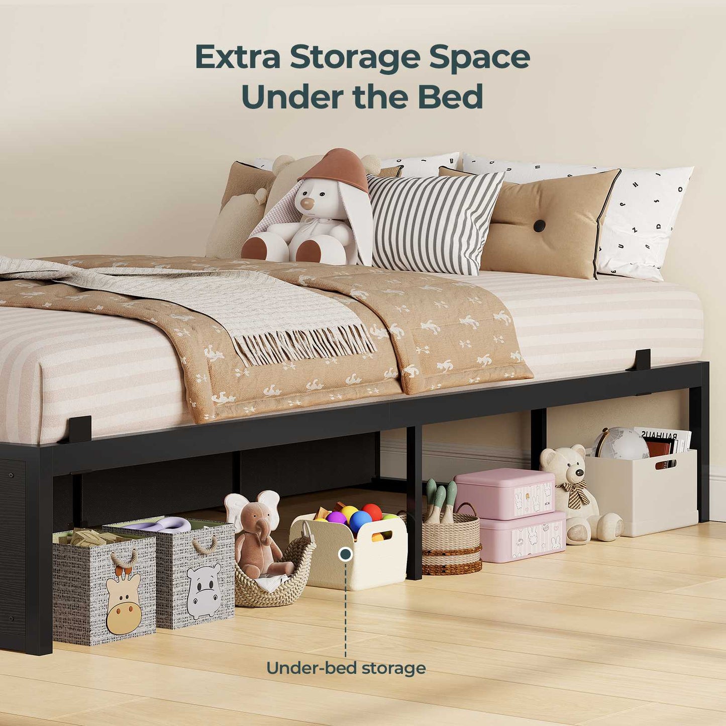 ADORNEVE Twin Bed Frames with 6 Storage Drawers and Under-Bed Storage Metal Bed Frame with Steel Slat Support and Footboard for Kids Teens