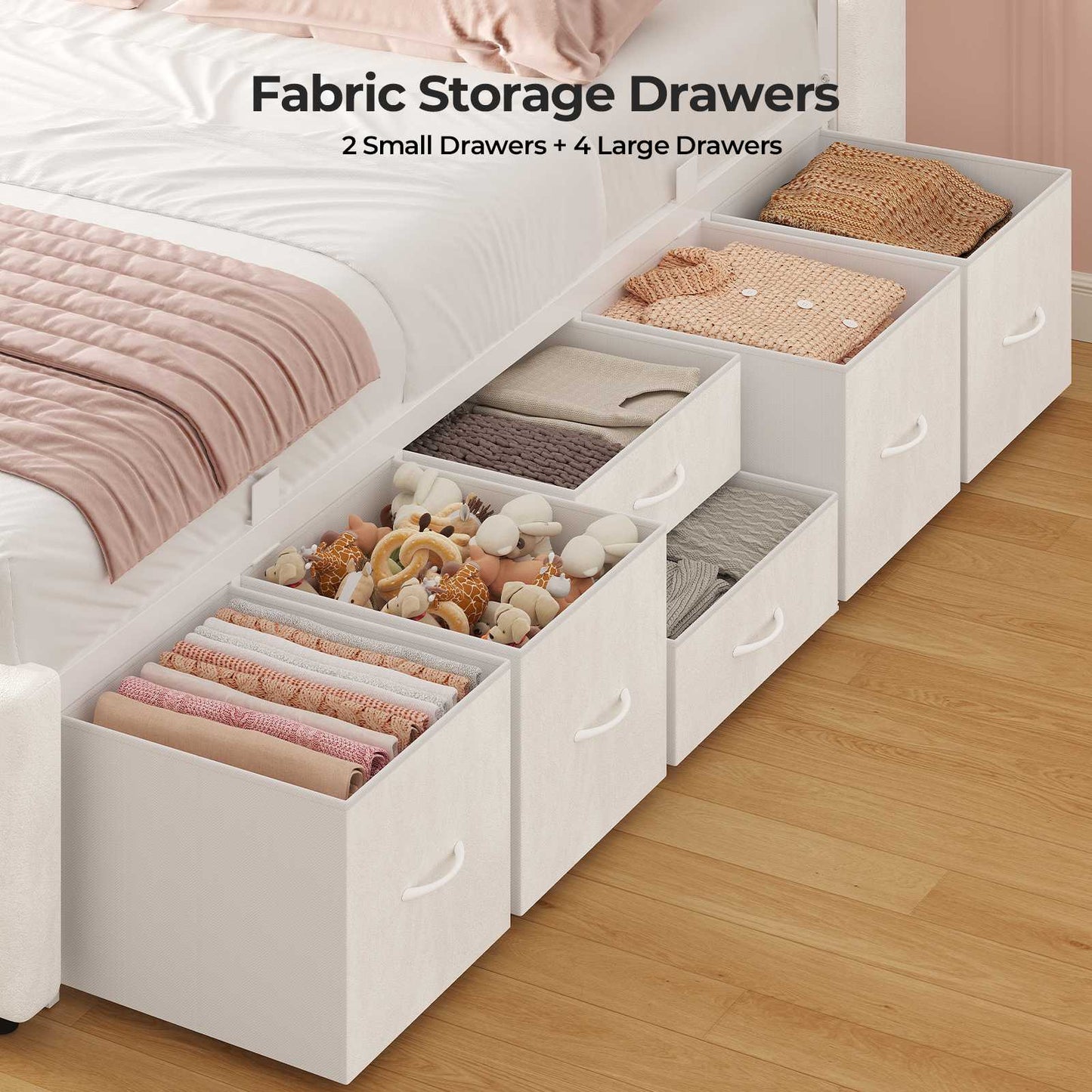 ADORNEVE Full Bed Frame with 6 Drawers and Trundle LED Velvet Platform Bed with Storage Headboard for Small Apartment Guest Room