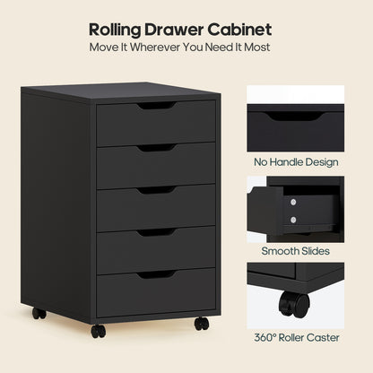 ADORNEVE Makeup Vanity with Rolling Drawer Cabinet and 8-Drawer 6 Shelves Vanity Desk with 3-Color LED Touch Mirror and Built-in Power Outlet