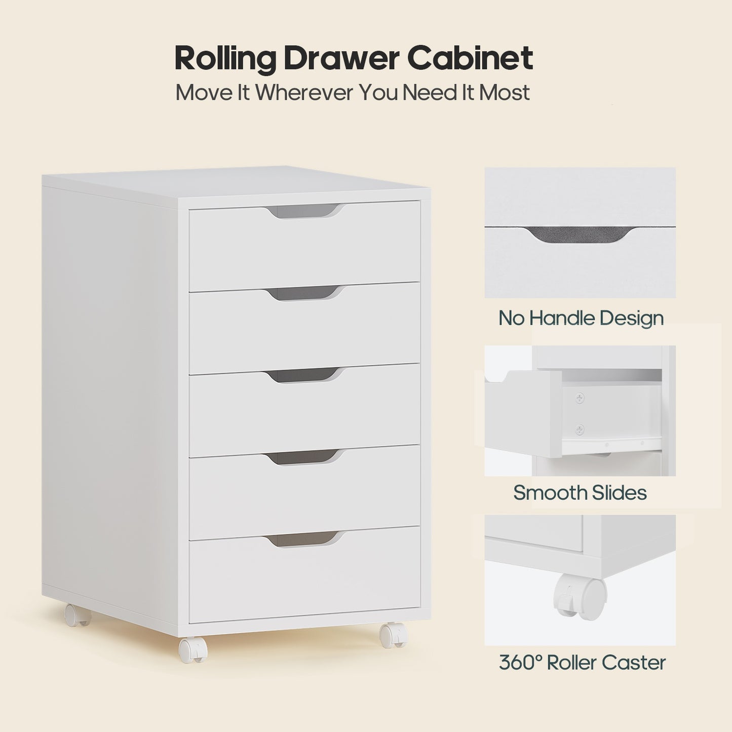 ADORNEVE Makeup Vanity with Rolling Drawer Cabinet and 8-Drawer 6 Shelves Vanity Desk with 3-Color LED Touch Mirror and Built-in Power Outlet