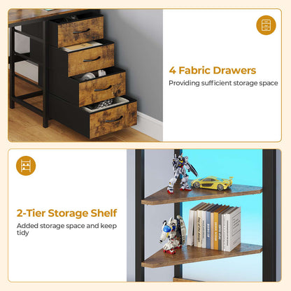 ADORNEVE Twin Over Full Bunk Bed with Desk and Charging Station LED Bunk Beds with Storage Drawers and Shelves Loft Bed with Safety Guardrail Ladder