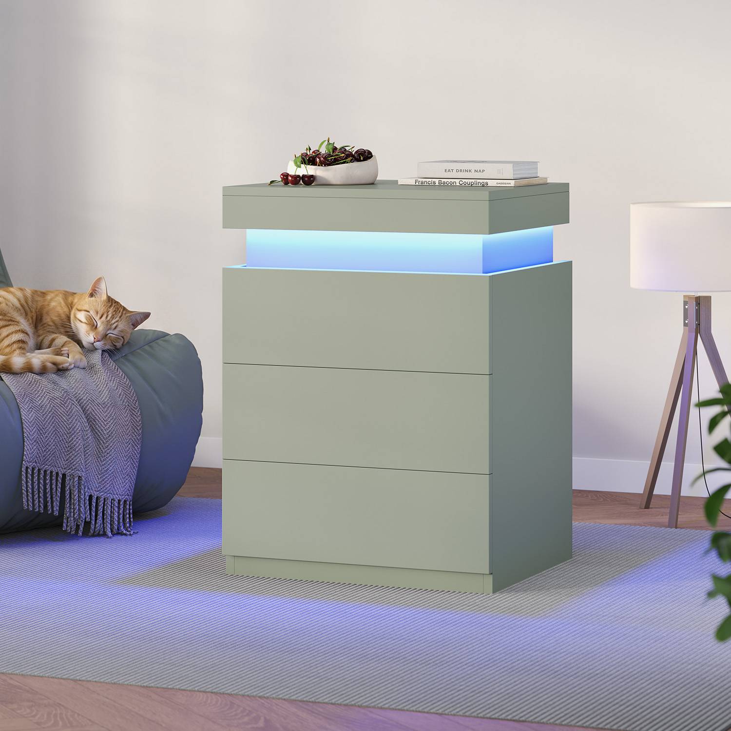 【リクエスト3点】ユニシティ　マルチプル　アボ　デイアンドナイト ADORNEVE Nightstand with Charging Station and LED Lights for Bedroom B