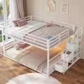 ADORNEVE Bunk Bed Full Over Full with Stairs and 3 Storage Drawers Power Outlet Metal Floor Bunk with RGB Lights and Shelves