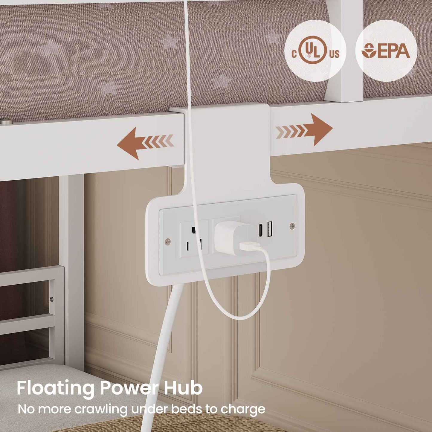 ADORNEVE Bunk Bed Full Over Full with Stairs and 3 Storage Drawers Power Outlet Metal Floor Bunk with RGB Lights and Shelves