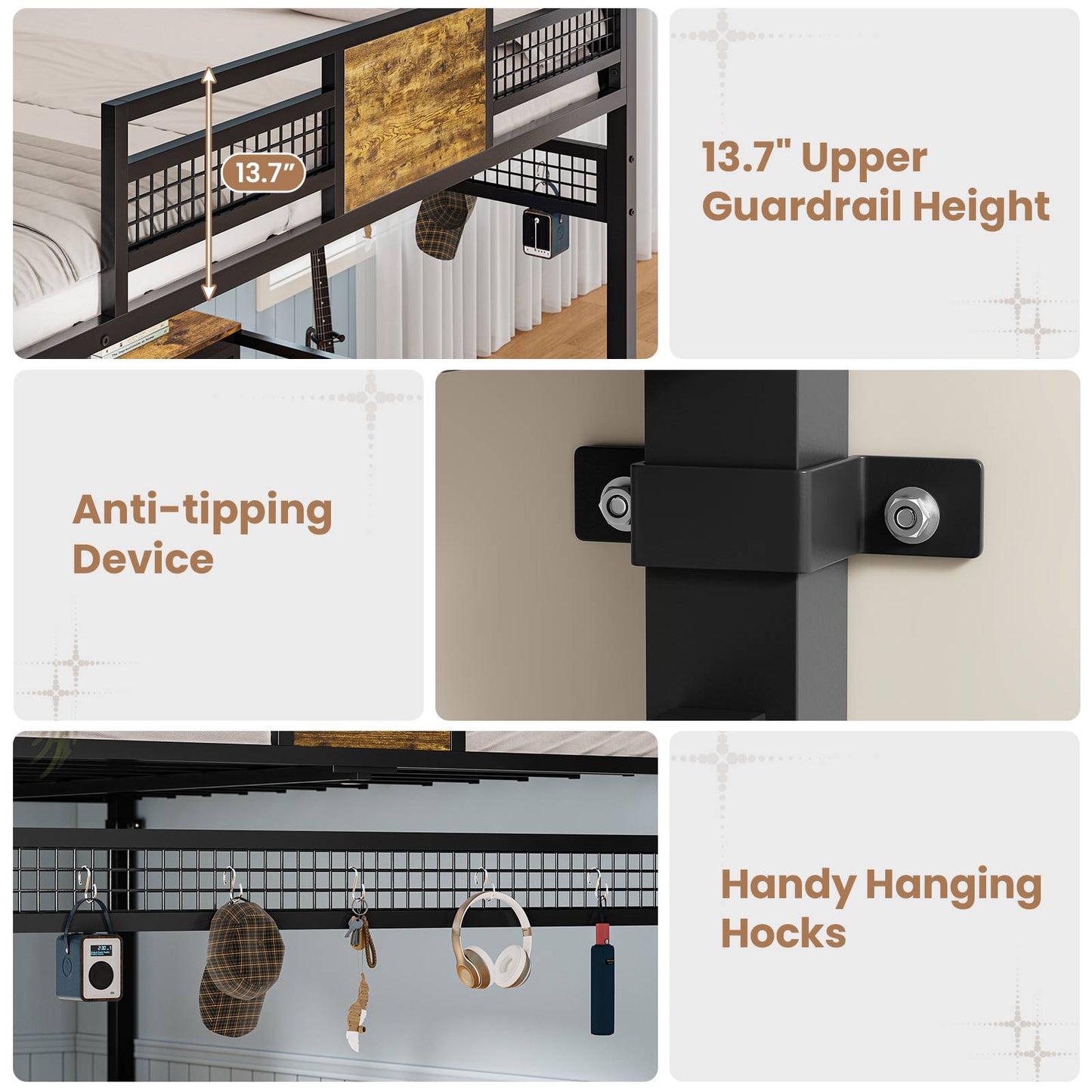 ADORNEVE Loft Bed Full Size with L-Shaped Desk and 3 Storage Drawers 3 Storage Shelves Metal LED Loft Bed Frame with Safety Guardrail Ladders and  Power Outlet