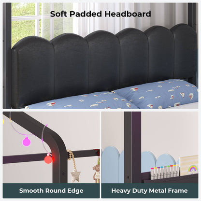 ADORNEVE House Bed with Desk and Globe String Lights Full Space-Saving All-In-One Kids Bed with 8 Storage Drawers and Side Desk