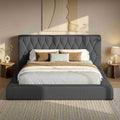 ADORNEVE Upholstered Cloud Bed Frame King with 5.9" Headboard 4.9" Fully Cushioned Platform Bed with Soft Rounded Corners and Noise-Free for Bedroom