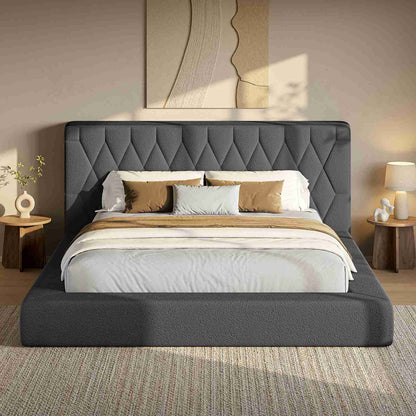 ADORNEVE Upholstered Cloud Bed Frame King with 5.9" Headboard 4.9" Fully Cushioned Platform Bed with Soft Rounded Corners and Noise-Free for Bedroom