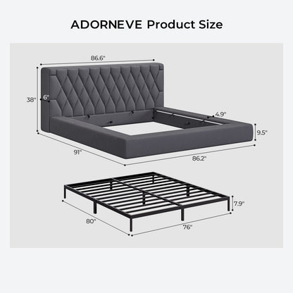 ADORNEVE Upholstered Cloud Bed Frame King with 5.9" Headboard 4.9" Fully Cushioned Platform Bed with Soft Rounded Corners and Noise-Free for Bedroom
