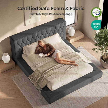 ADORNEVE Upholstered Cloud Bed Frame King with 5.9" Headboard 4.9" Fully Cushioned Platform Bed with Soft Rounded Corners and Noise-Free for Bedroom