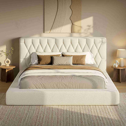ADORNEVE Upholstered Cloud Bed Frame King with 5.9" Headboard 4.9" Fully Cushioned Platform Bed with Soft Rounded Corners and Noise-Free for Bedroom