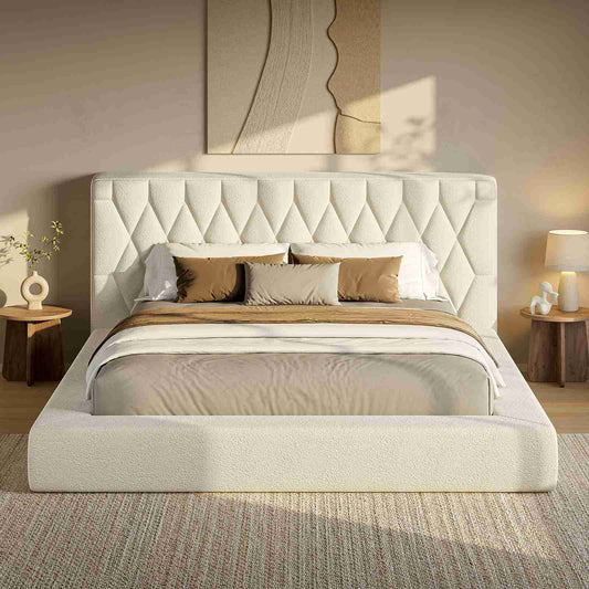 ADORNEVE Upholstered Cloud Bed Frame King with 5.9" Headboard 4.9" Fully Cushioned Platform Bed with Soft Rounded Corners and Noise-Free for Bedroom