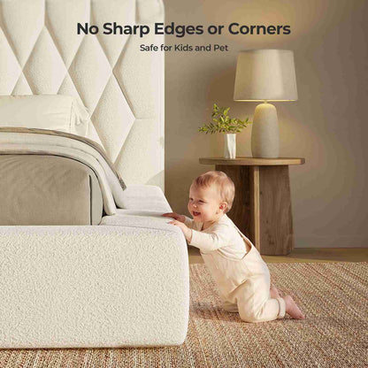 ADORNEVE Upholstered Cloud Bed Frame King with 5.9" Headboard 4.9" Fully Cushioned Platform Bed with Soft Rounded Corners and Noise-Free for Bedroom