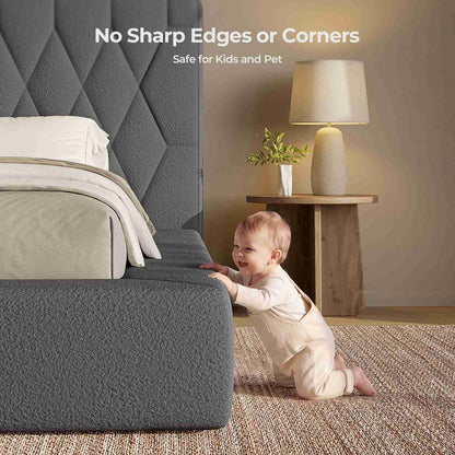 ADORNEVE Upholstered Cloud Bed Frame Queen with 5.9" Headboard Fully Cushioned Platform Bed with Soft Rounded Corners and Noise-Free for Bedroom