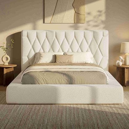 ADORNEVE Upholstered Cloud Bed Frame Queen with 5.9" Headboard Fully Cushioned Platform Bed with Soft Rounded Corners and Noise-Free for Bedroom