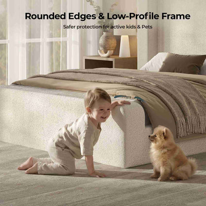 ADORNEVE Cloud Bed Frame with 49.2” Tall Wingback Headboard and 5 Inch Foam Fully Cushioned Queen Size Upholstered Platform Bed with Rounded Corners Design