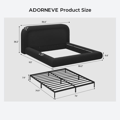 ADORNEVE Cloud Bed Frame King with 5.9" Headboard Upholstered Platform Bed with Curve Round and 5 Inch Foam Cushioned for Young Adults Kid and Pet Families