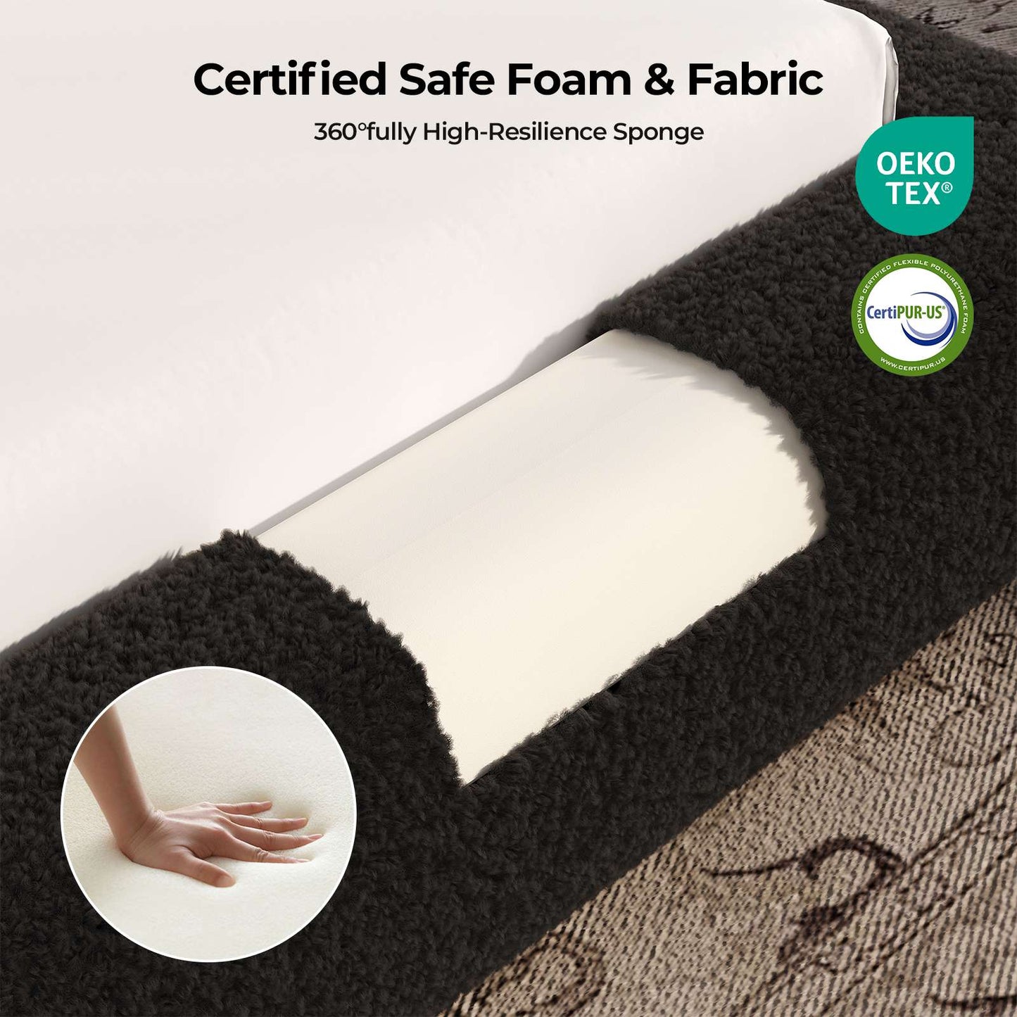 ADORNEVE Cloud Bed Frame King with 5.9" Headboard Upholstered Platform Bed with Curve Round and 5 Inch Foam Cushioned for Young Adults Kid and Pet Families