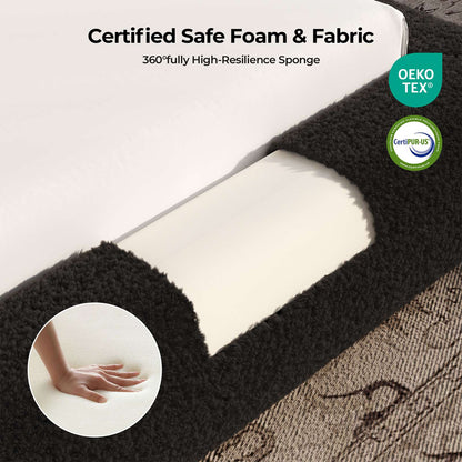 ADORNEVE Cloud Bed Frame King with 5.9" Headboard Upholstered Platform Bed with Curve Round and 5 Inch Foam Cushioned for Young Adults Kid and Pet Families
