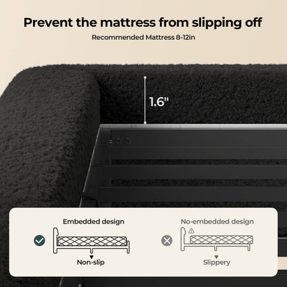ADORNEVE Cloud Bed Frame King with 5.9" Headboard Upholstered Platform Bed with Curve Round and 5 Inch Foam Cushioned for Young Adults Kid and Pet Families