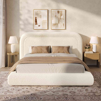 ADORNEVE Cloud Bed Frame King with 5.9" Headboard Upholstered Platform Bed with Curve Round and 5 Inch Foam Cushioned for Young Adults Kid and Pet Families