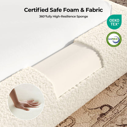 ADORNEVE Cloud Bed Frame King with 5.9" Headboard Upholstered Platform Bed with Curve Round and 5 Inch Foam Cushioned for Young Adults Kid and Pet Families
