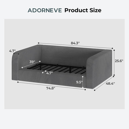 ADORNEVE Twin Size Upholstery Daybed with Soft Rounded Corners 4.7" Fully Cushioned Cloud Bed for Bedroom Living Room Guest Room